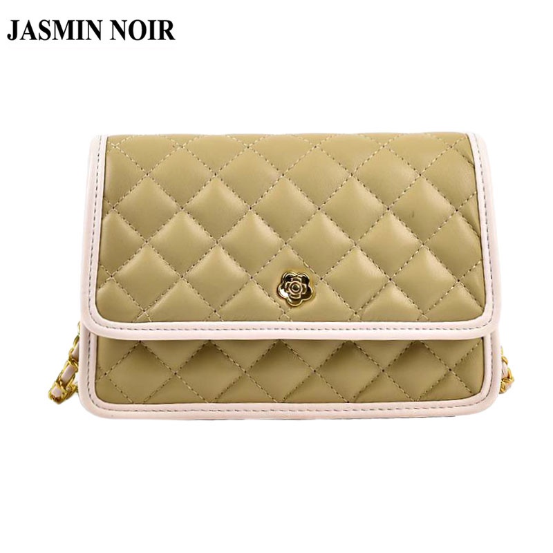 Túi Đeo JASMIN NOIR Chéo Họa Tiết Kẻ Sọc Phối Dây Xích Chần Bông Cho