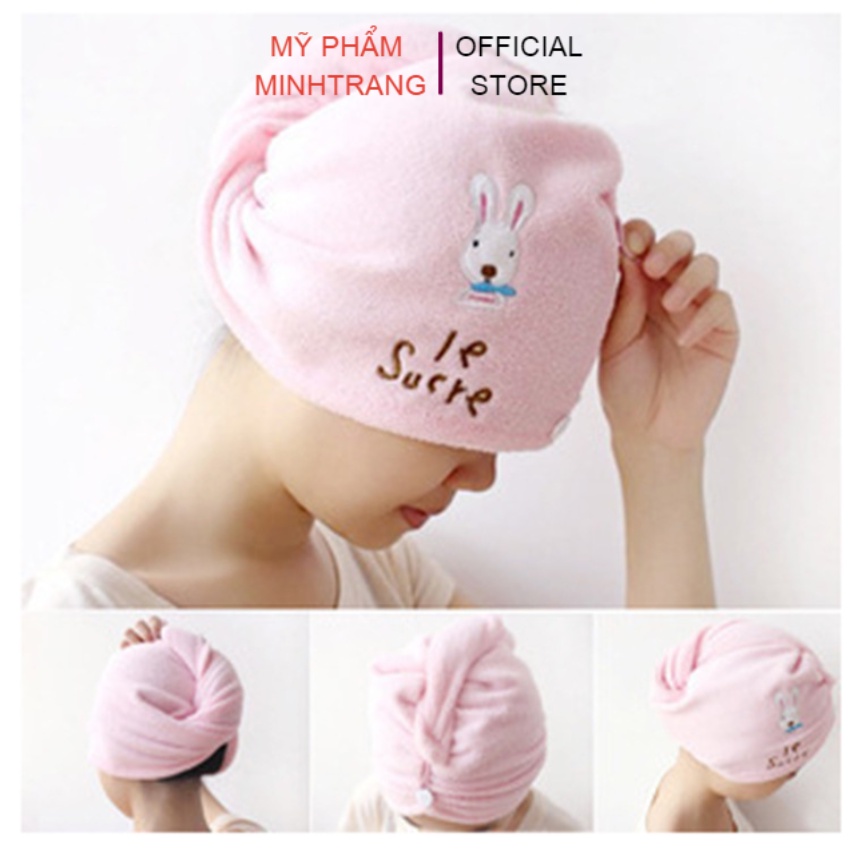 Khăn ủ tóc đa năng,khăn quấn tóc gội đầu cao cấp,chất liệu vải cotton mềm mại thấm hút tốt thiết kế khuy cài tiện lợi