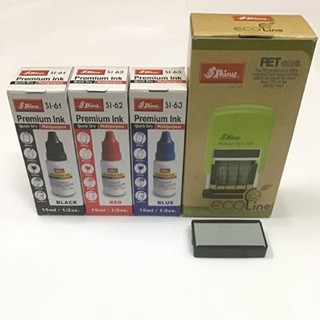 Combo con dấu ngày tháng năm Shiny Pet 400 và hộp mực chuyên dụng đóng lên bao bì nhựa