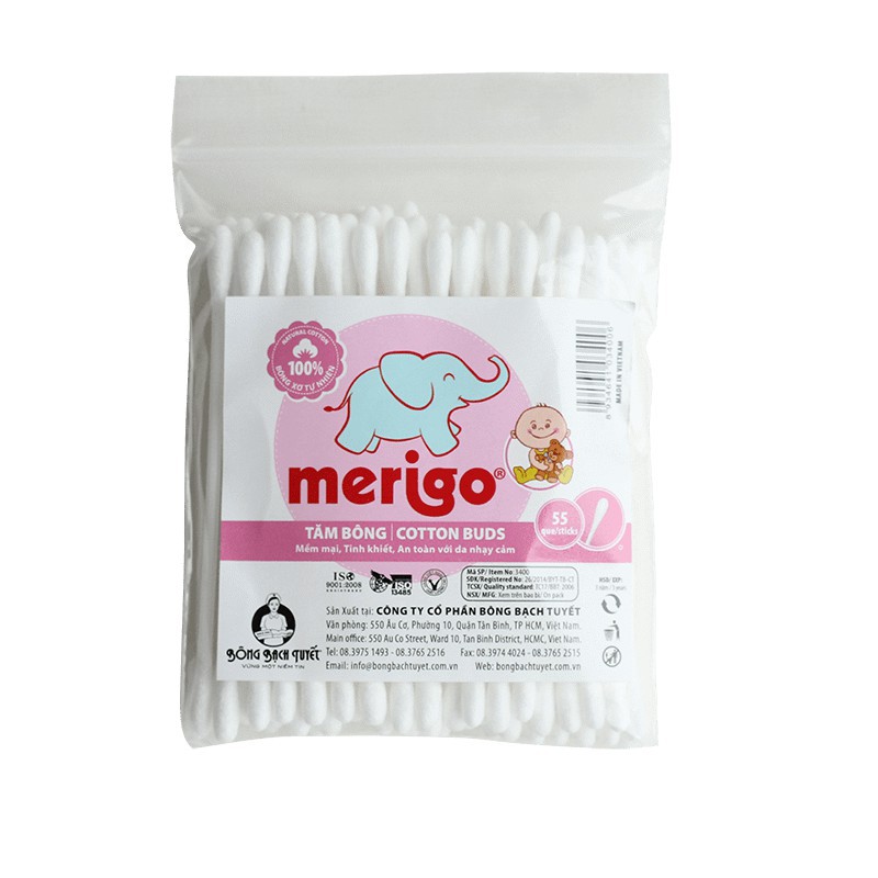 Tăm bông Bạch Tuyết Merigo tiệt trùng cho trẻ em