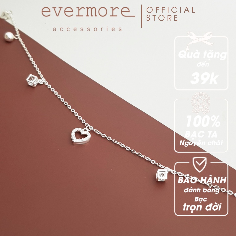 Lắc chân bạc S925 EVERMORE, lắc chân bạc ta bạc trái tim Lover thanh lịch, minimalism - LC012