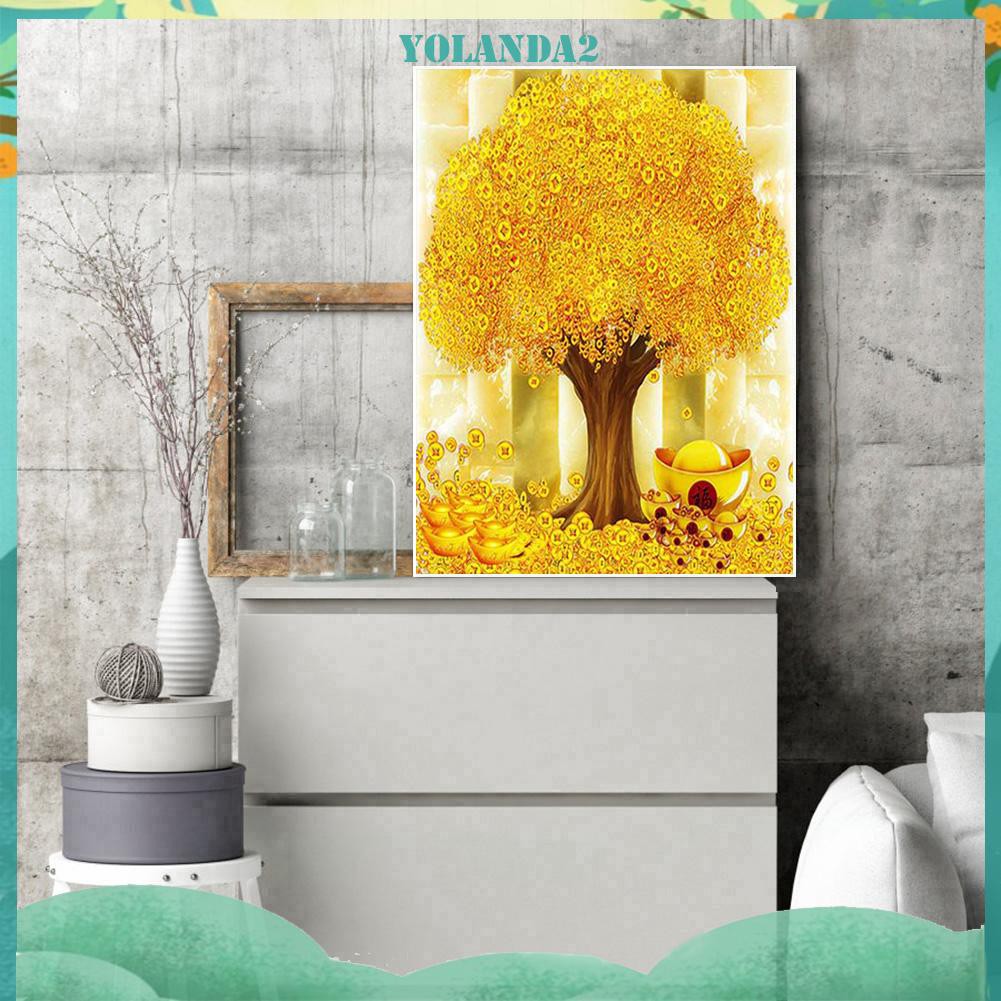 Bộ Tranh Đính Đá 5d Tự Làm Hình Cây Tiền Độc Đáo