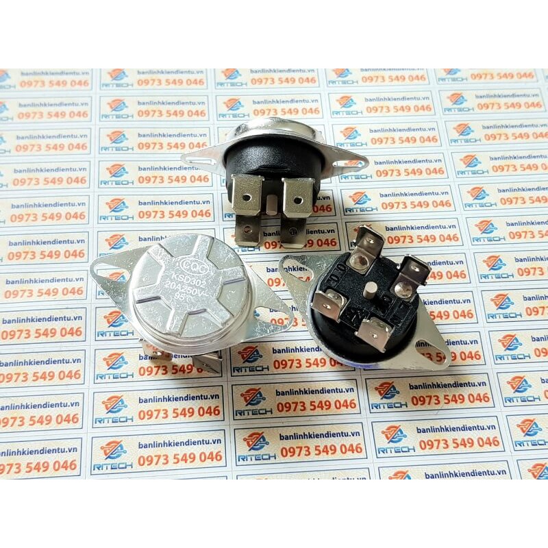 Rơ Le Nhiệt KSD302 75°C - 95°C 250V 20A Thường Đóng 4 Chân