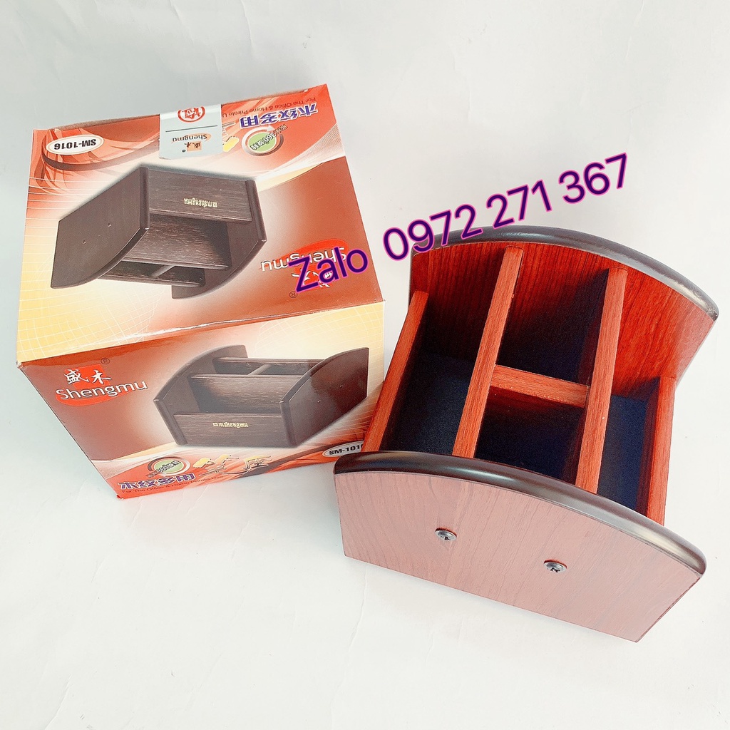Hộp cắm bút gỗ Shengmu SM-1016 dạng xoay - Khay cắm bút gỗ xoay loại nhỏ 1016