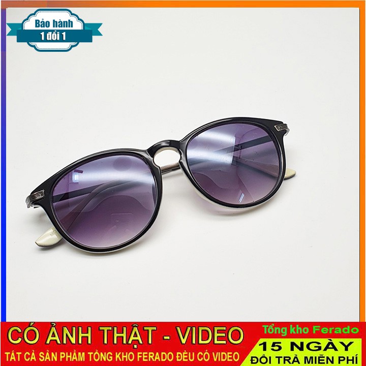 Kính thời trang mắt mèo màu hai da tròng phân cực chống UV400 càng kim loại