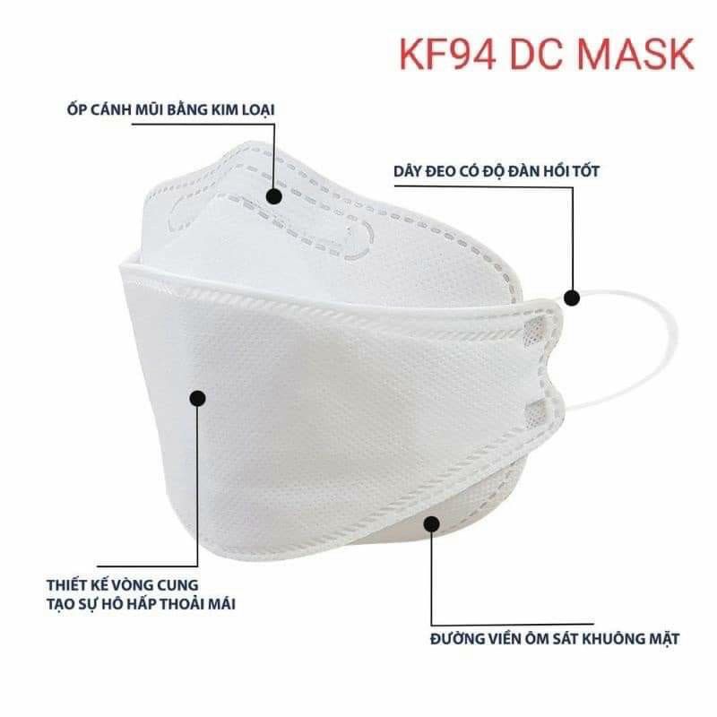 Túi 10  Khẩu trang 4D HS mask k94 , ( túi 10 cái ) , 4 lớp kháng khuẩn ,thoáng khí , lọc cả bụi mịn PM 0,3