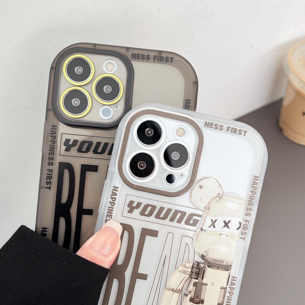 Sang Trọng Ốp Điện Thoại Mềm Hình Gấu Và Hoa Cho iphone 13 Pro Max i13 13pro 11ProMax i11 X XR Xs Max 12Pro 12 Pro Max