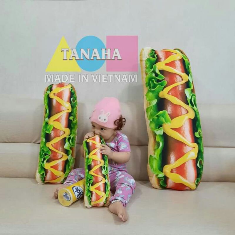 Gối ôm 3d bánh mì xúc xích ,khoai lang ,cá koi 60cm
