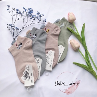 Tất nữ cổ ngắn, tất cổ thấp chất cotton 4 màu, vớ cổ thấp siêu đáng yêu