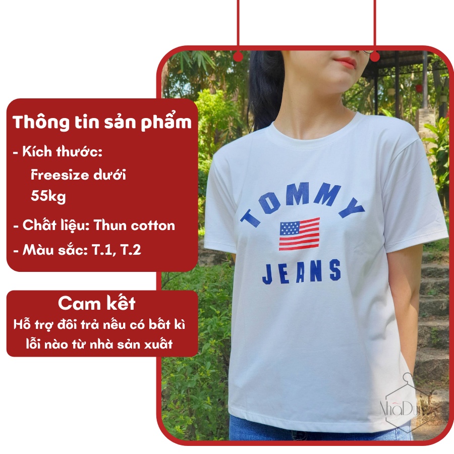 Áo thun áo phông nữ vải cotton 100% basic in họa tiết trẻ trung năng động freesize dưới 58kg