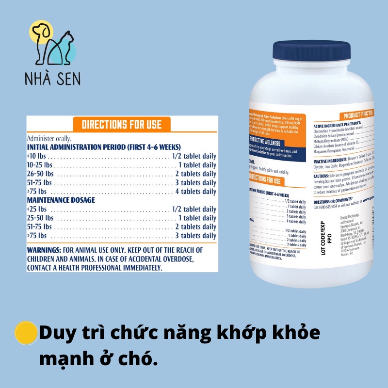 VIÊN NHAI VITAMIN BỔ KHỚP CHO CHÓ PROSENSE HIP &amp; JOINT SOLUTIONS 1 VIÊN