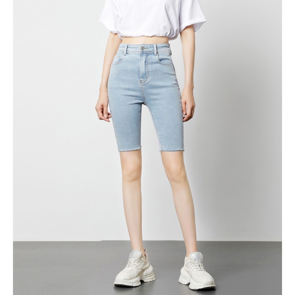 Quần short ngố jean co giãn SAIGONJEAN trơn căn bản QS024 dễ phối đồ phong cách trẻ trung năng động