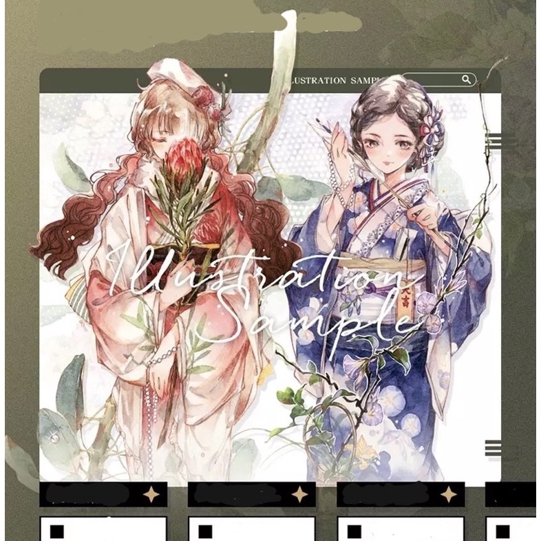 (Chiết theo chu kỳ) Băng dính washi tape nhân vật thiếu nữ và kimono