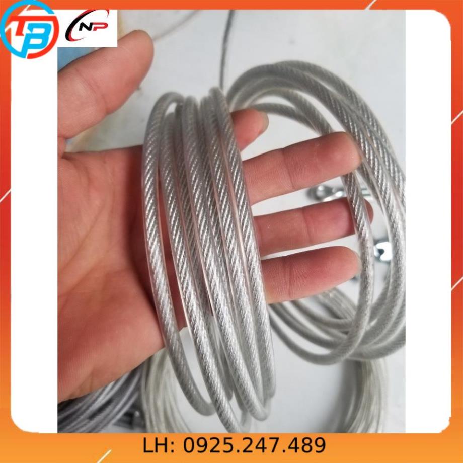 (HCM)Combo dây phơi quần áo mạ kẽm bọc nhựa chống rỉ sét(dây phi 4 phi 5 phi 6+2 taker sắt có móc 1 tăng đơ 2 khóa cáp).