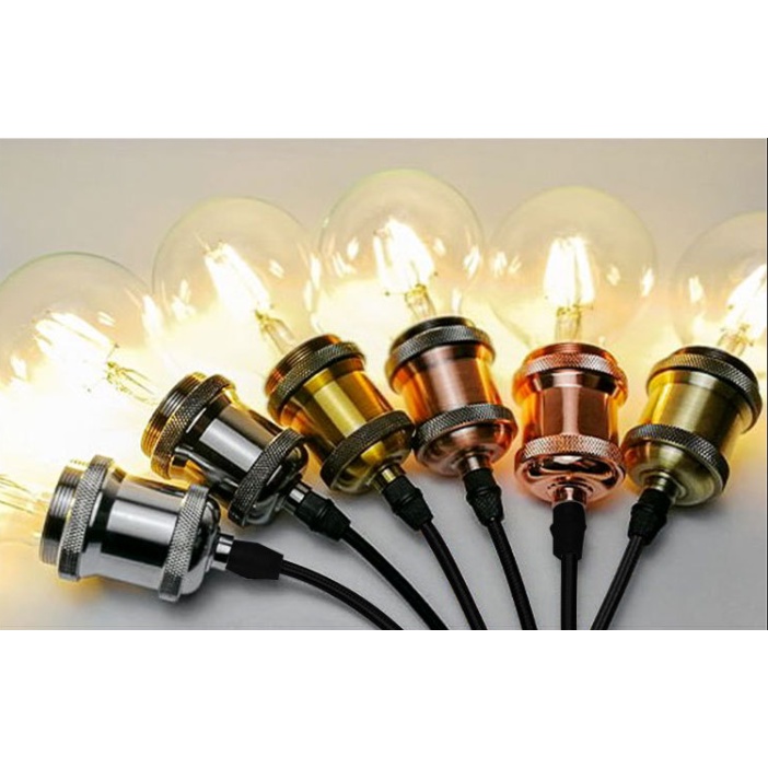 Dây Đui Đèn Thả Cổ Điển E27 1 Mét, Đui Đèn Ốp Trần Trang Trí Phòng (Chưa bóng) HL Lighitng