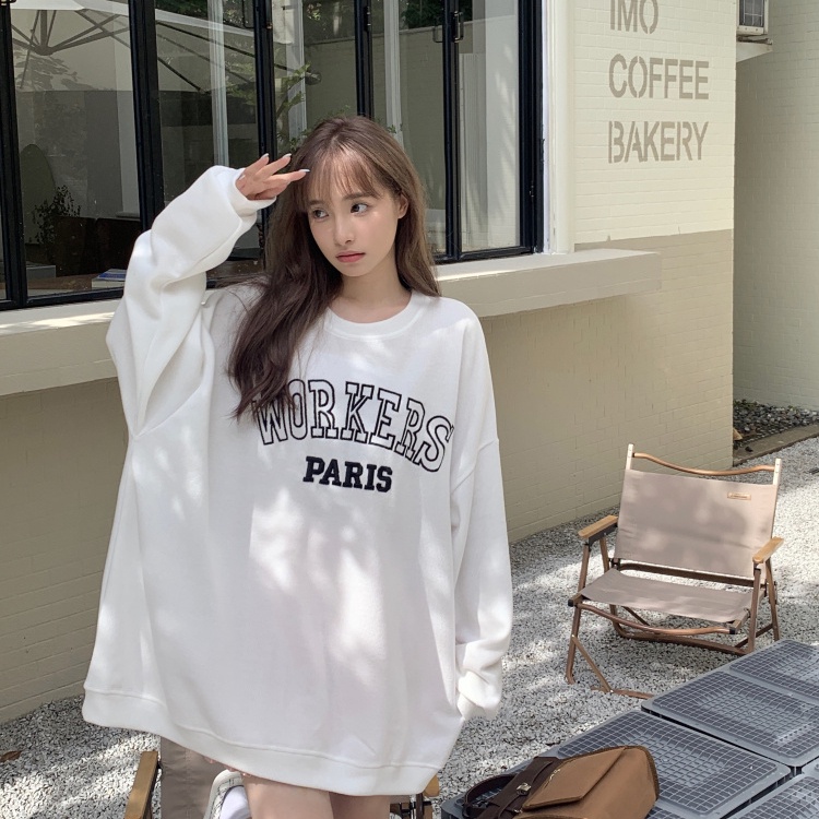 IELGY    Áo Hoodie Dáng Rộng Không Tay In Chữ Phong Cách Hàn Quốc Cho Nữ