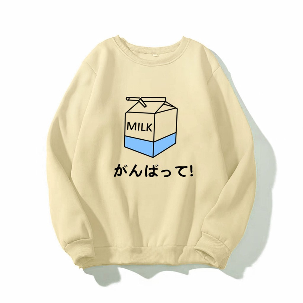[FREESHIP_50K] Áo Sweater chui đầu nam nữ dễ thương MILK hộp sữa nỉ bông ngoại mềm mịn, giữ ấm tốt, làm áo cặp