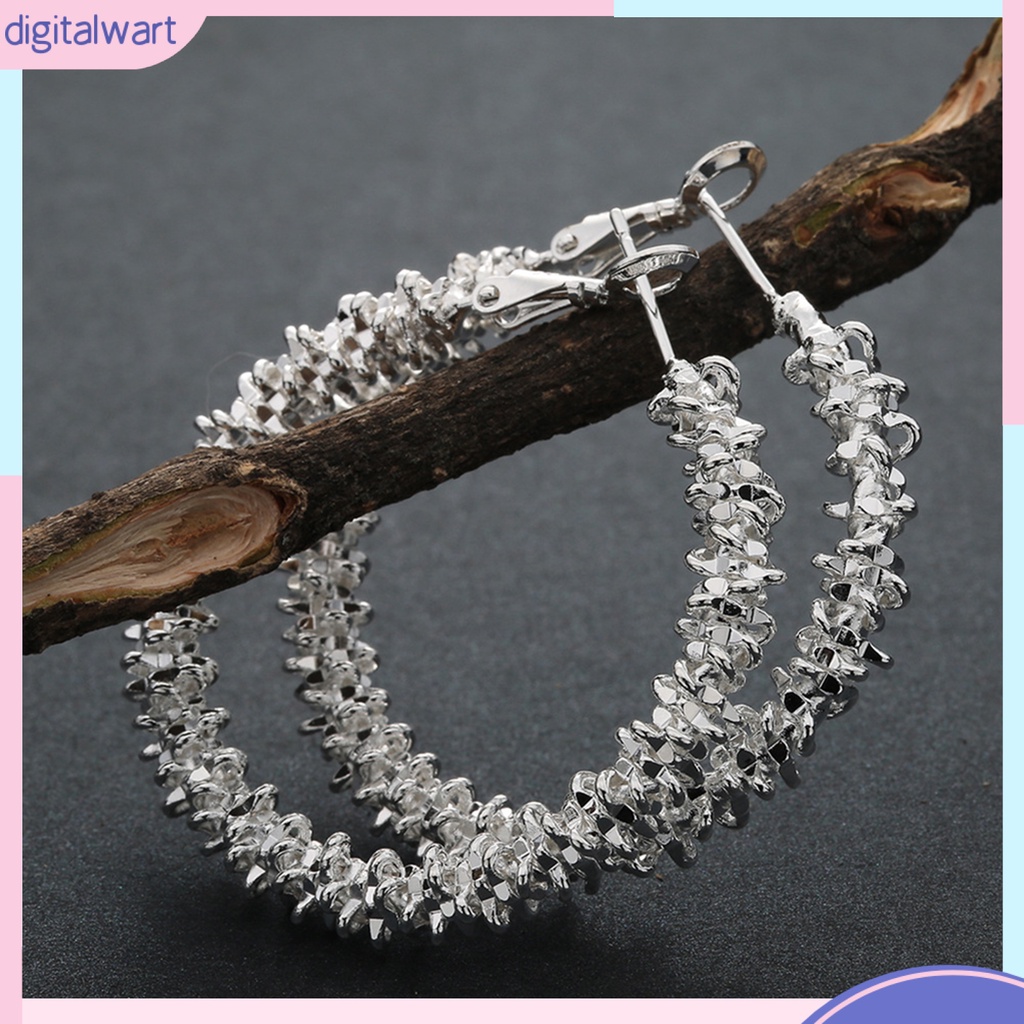 Đôi bông tai khoen tròn mạ bạc thời trang nữ