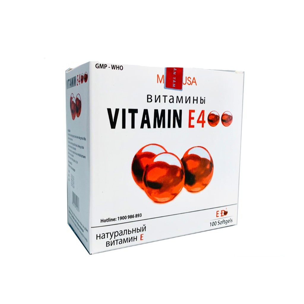 Vitamin E đỏ 400IU - Hỗ trợ làm đẹp da, ngăn ngừa lão hóa, có thêm lô hội (Hộp 100 viên) [Chính hãng]