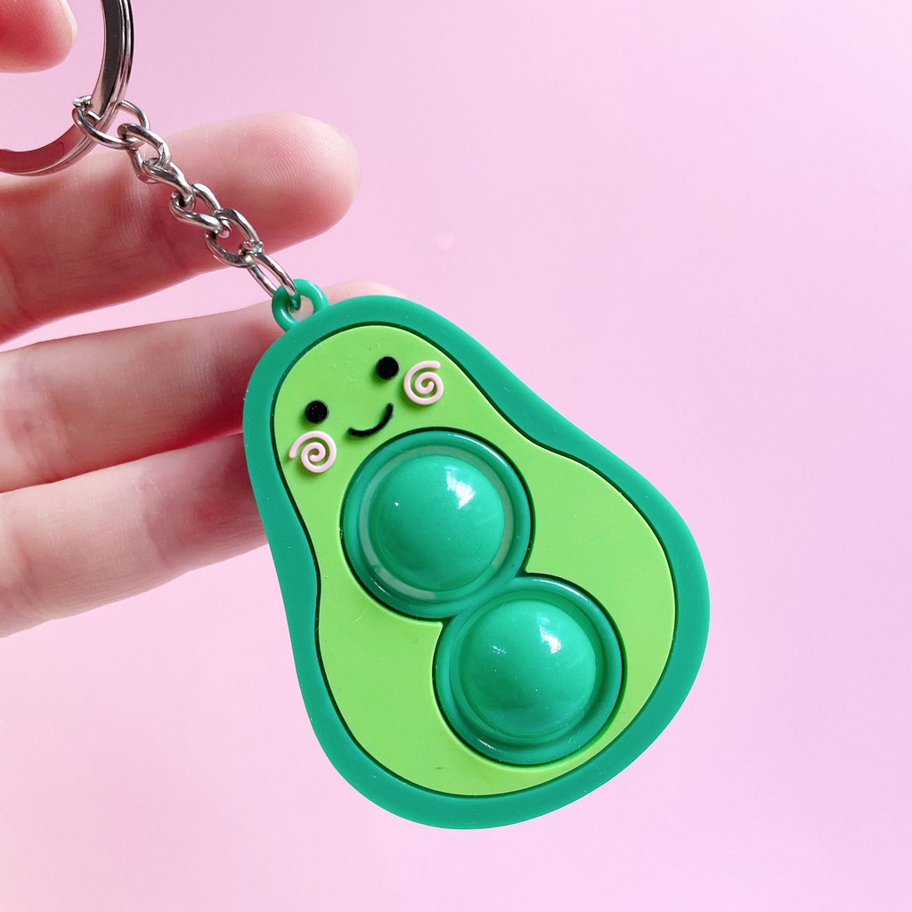 🍉Móc Khóa Hình Quả Bơ Pop-it Độc Đáo - Móc Chìa Khóa Bơ Mặt Cười DUASHOP