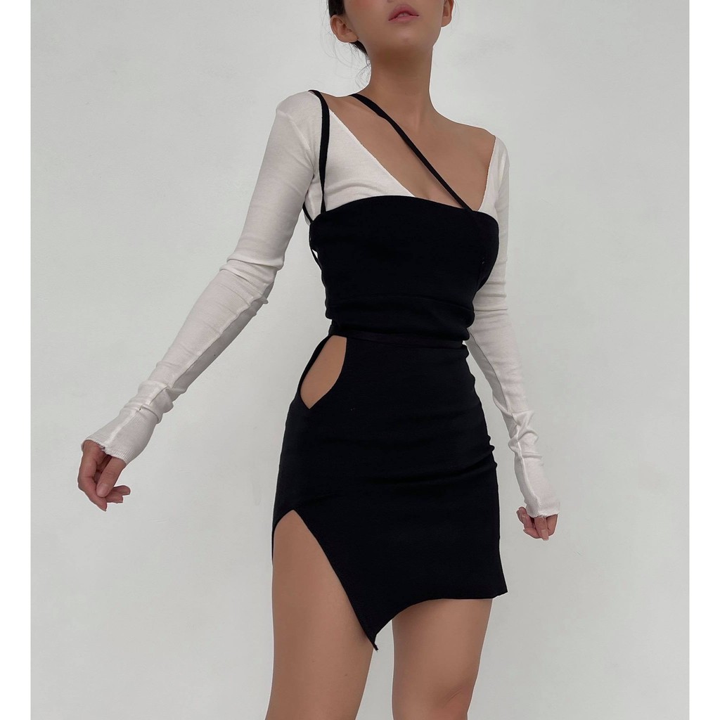 VINTAGEGOUT SET ĐẦM KHOÉT MỘT BÊN | BigBuy360 - bigbuy360.vn