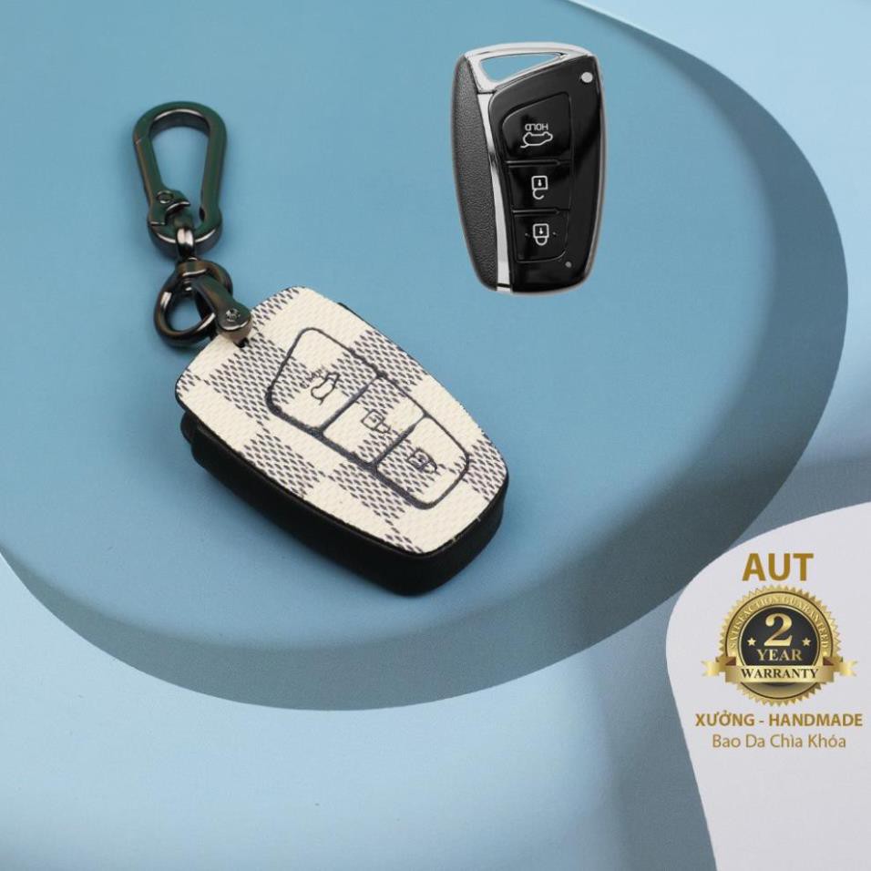 Bao da chìa khóa Smartkey Hyundai (SantaFe 2013 - 2018, Genesis) da Canvas L.V xẻ túi cao cấp