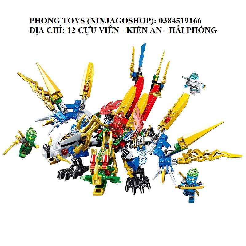 Lắp ráp xếp hình Lego 4 in 1 NINJAGO SEASON 13 PRCK 61077 :  Rồng 2 đầu mới nhất của KAI 438 mảnh