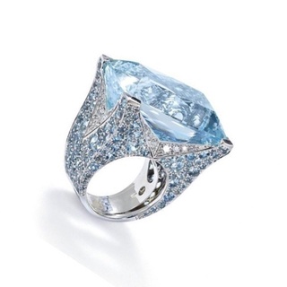 Nhẫn Cưới Bạc Đính Đá Sapphire Xanh Biển Kích Thước 6-10