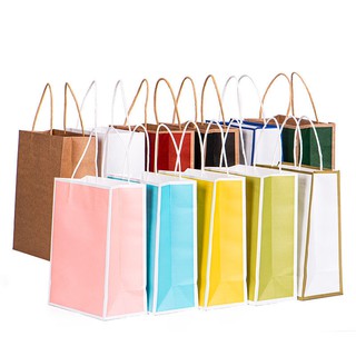 【Sẵn sàng giao hàng】túi giấy kraft túi giấy kraft có quaiTúi giấy kraft, mua hàng cầm tay, quà tặng quần áo,