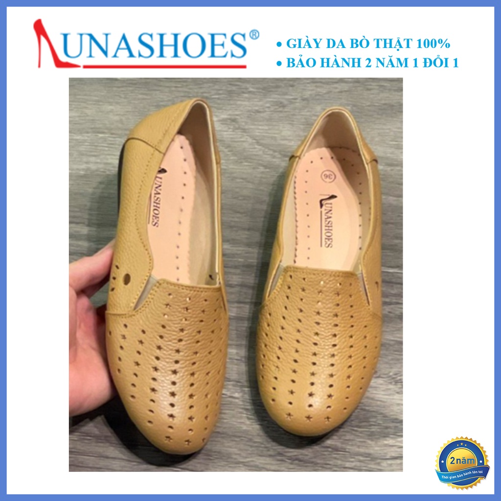 Giày bệt nữ mũi tròn da bò mềm LUNASHOES 1080 giầy cho mẹ màu đen nâu trắng búp bê đế bằng giày trung niên