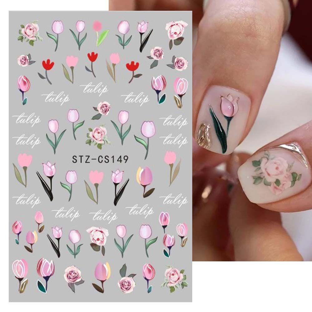 Miếng Dán Trang Trí Móng Tay 3D Hình Hoa Tulip Thời Trang