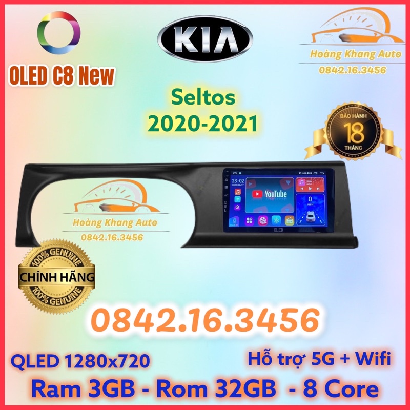 Màn hình android OLED C8 New theo xe Seltos 2020 - 2021  kèm dưỡng và jack nguồn zin theo xe