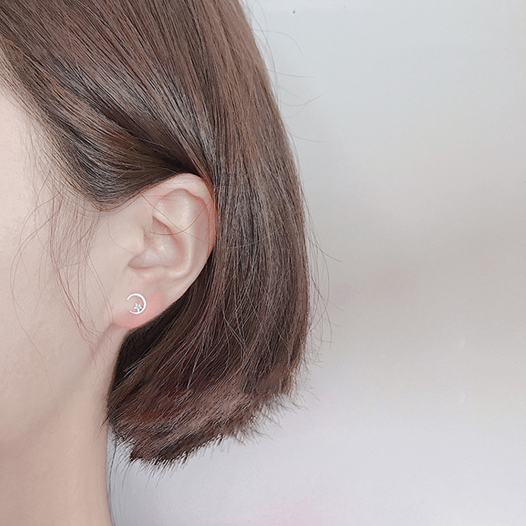 1 Đôi Bông Tai Bạc 925 Hình Hoa Tulip Mặt Trăng Ngôi Sao Độc Đáo Thời Trang Cho Nữ