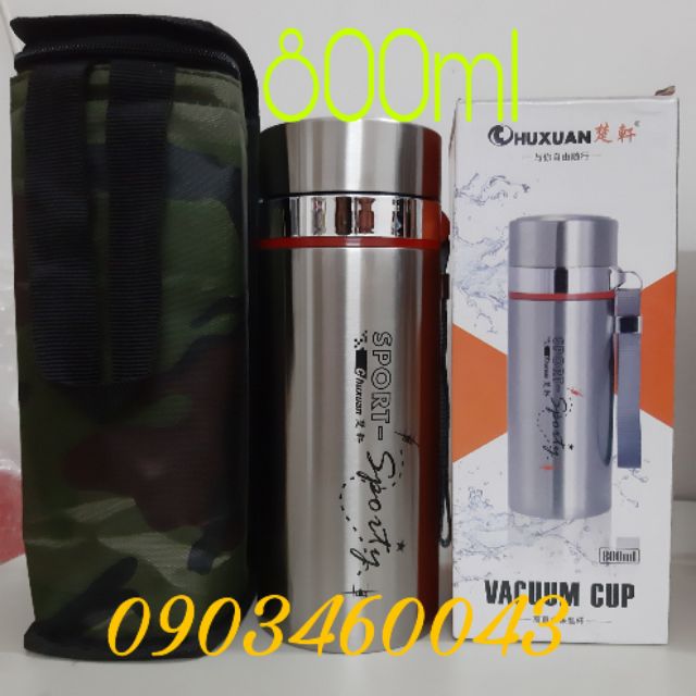 Combo bình giữ nhiệt inox 800ml +túi đựng chống chây xuoc