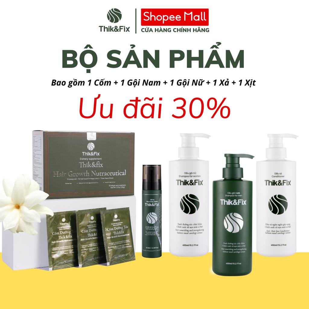 Bộ sản phẩm Thik&amp;Fix hỗ trợ kích thích mọc tóc, phục hồi tóc hư tổn, ngăn ngừa tóc rụng