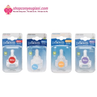 Hộp 2 núm ty dr.brown's cổ hẹp số 1, 2, 3, 4