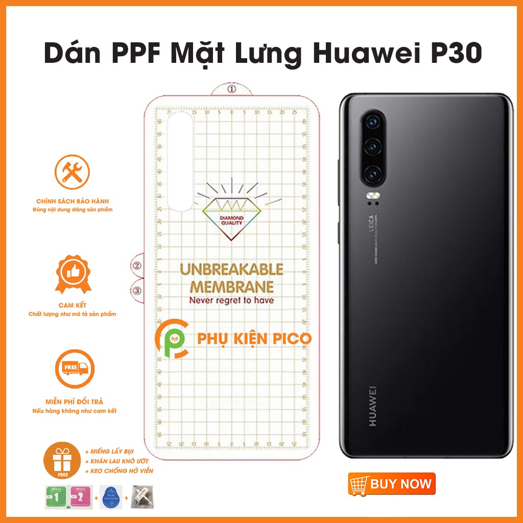 Dán PPF Huawei P30 full mặt lưng - Dán PPF mặt lưng Huawei P30 dẻo trong suốt