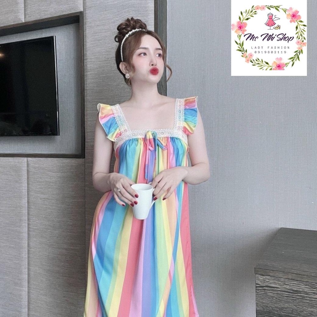 Đầm Lụa Latin Cao Cấp, Đầm ngủ tay cánh tiên dễ thương