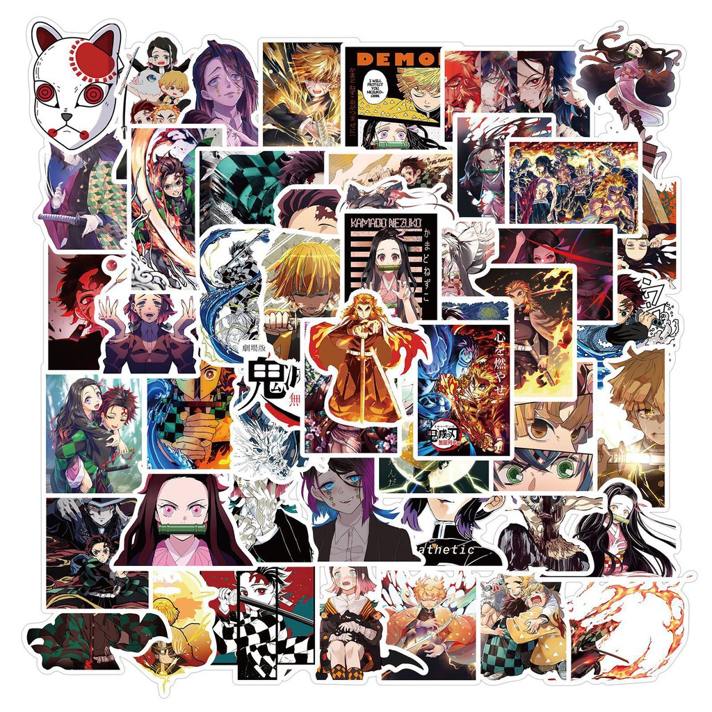 Stickers anime Kimetsu no Yaiba/ Demon slayer  50 miếng không thấm nước