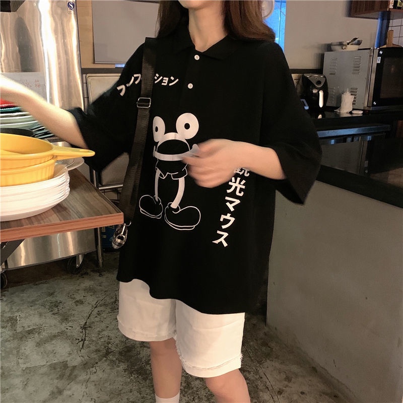 Áo polo Ngắn Tay Dáng Rộng Phong Cách Hàn Quốc Thời Trang Mùa Hè Dành Cho Nữ