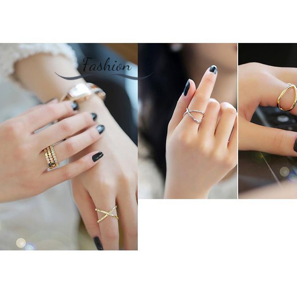 Nhẫn đeo tay kim loại tạo hình chữ thập thời trang cho nữ