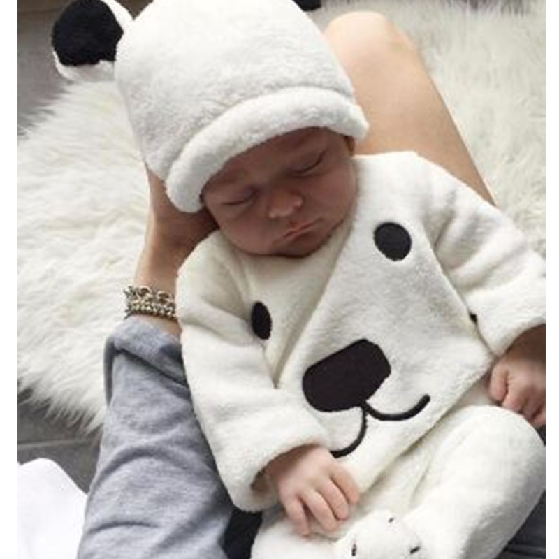 Bộ 3 Món Áo Chui Đầu Tay Dài + Quần Dài + Nón Hình Gấu Dành Cho Bé 0-24 Tháng Tuổi