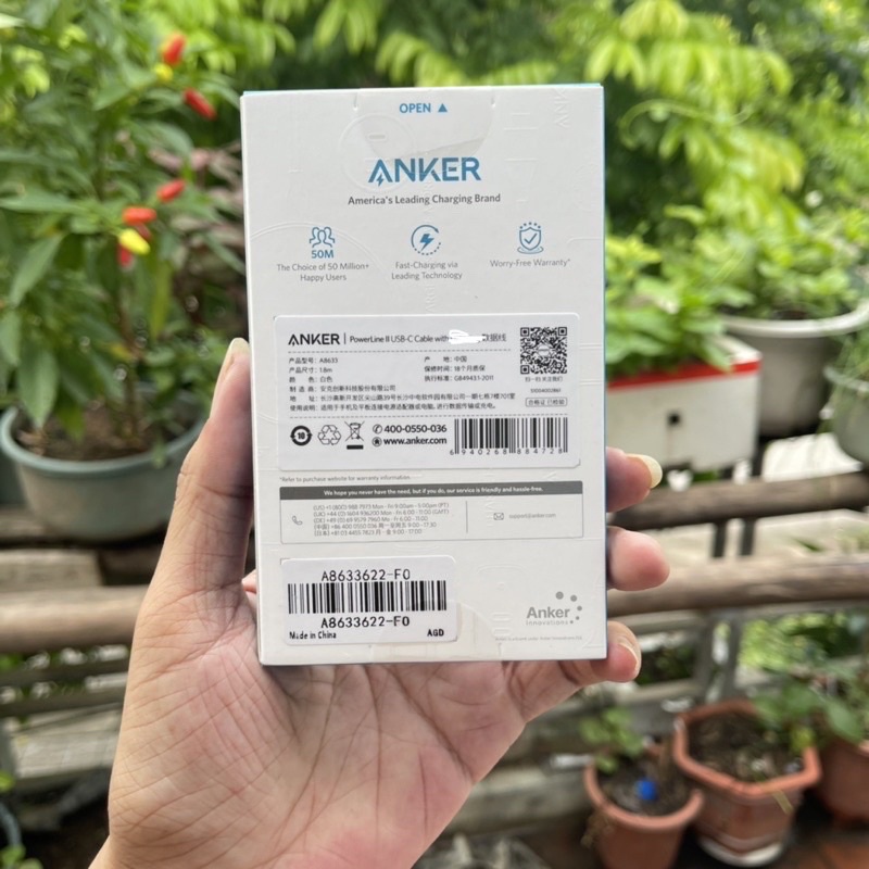 Cáp sạc nhanh Anker A8632 0.9m-A8633 1.8m hỗ trợ PD 3.0 max 30w new fullbox BH 12T