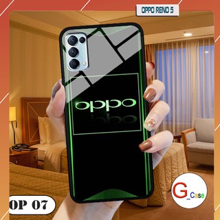 Ốp lưng Oppo Reno5-lưng kính in logo hãng điện thoại