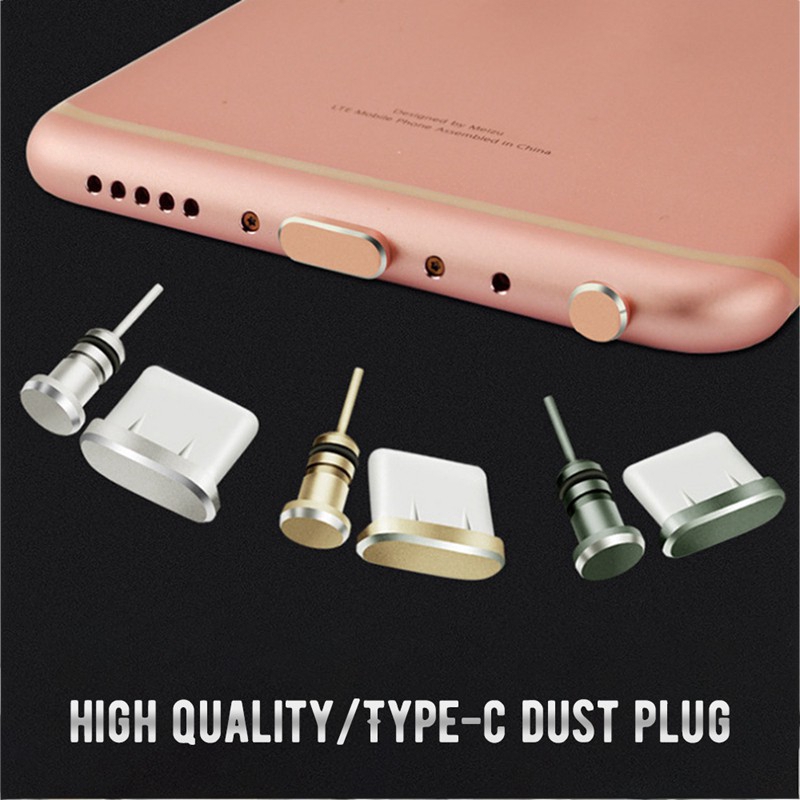 Nút đậy phích cắm cổng type-C + lỗ sạc 3.5 mm chống bụi kim loại
