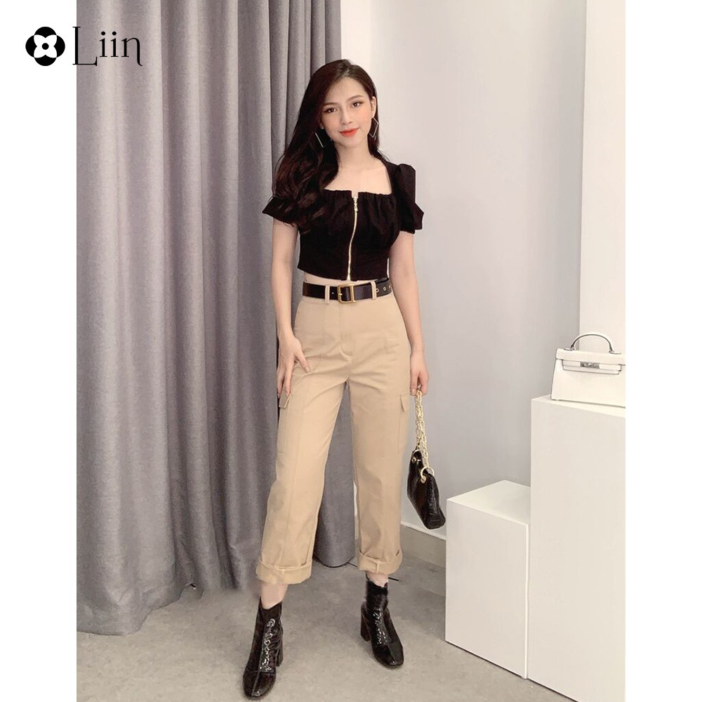 [Mã WABRLOW5 giảm 15% đơn 300K] [Freeship đơn từ 0đ] Quần kaki nữ màu Be phối túi hộp LIIN Clothing Q3218