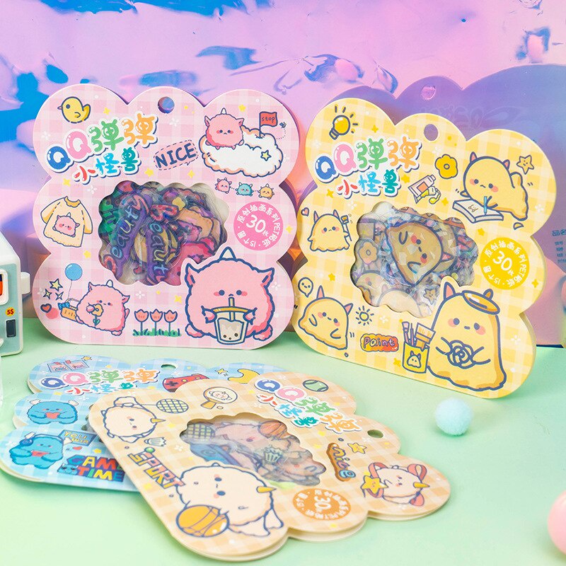 Set 30 tấm hình dán động vật dễ thương chống thấm nước