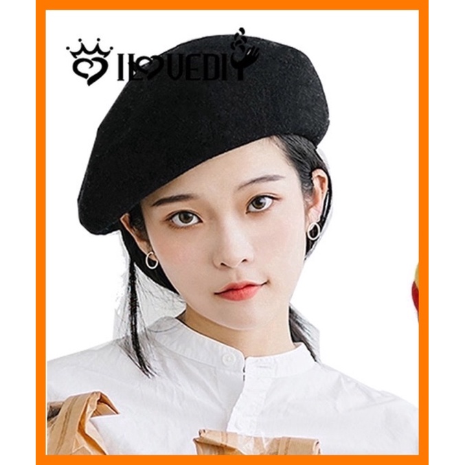 Mũ Nồi Dạ Beret Đen Trơn(ảnh thật)