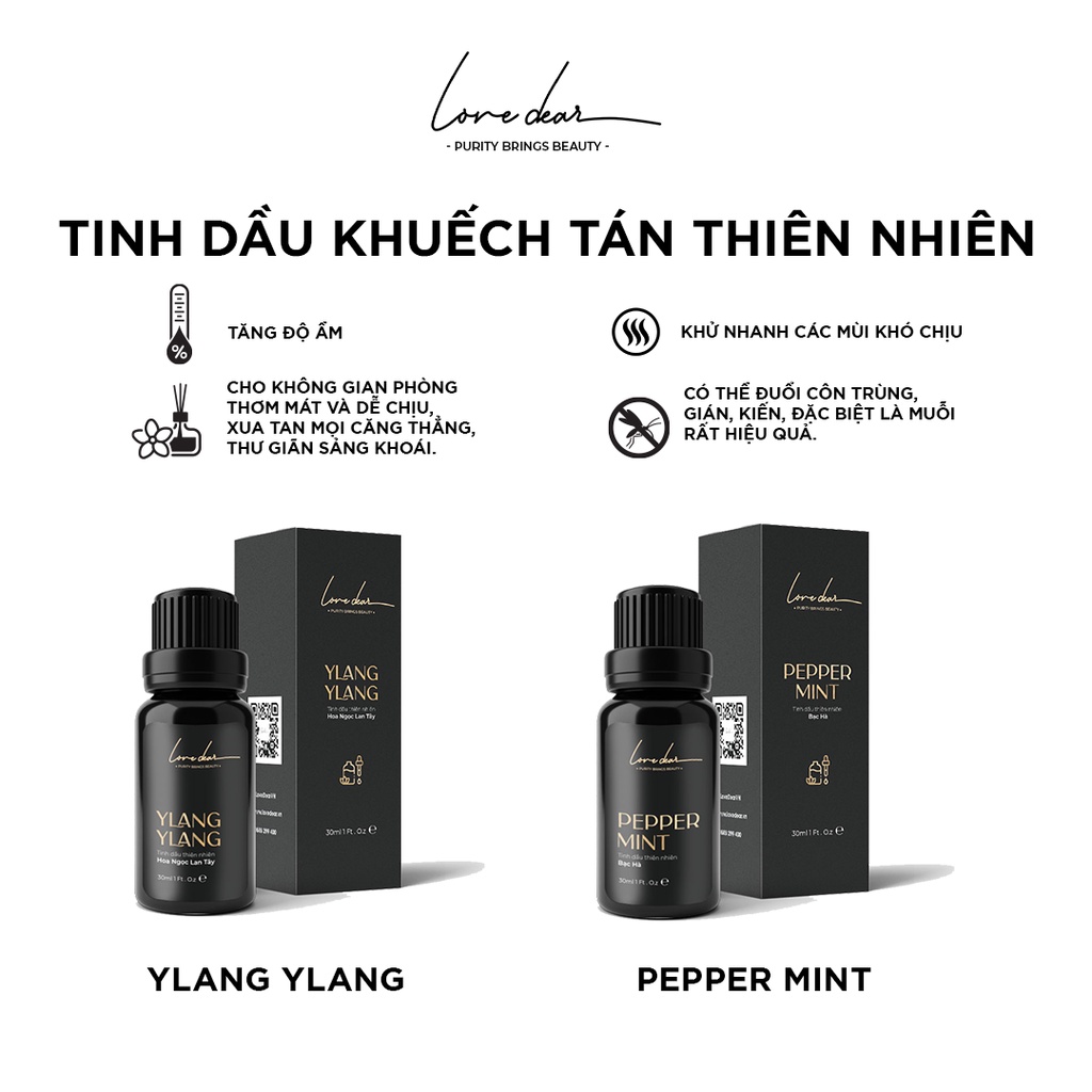 Tinh Dầu Thiên Nhiên LoveDear 30ml Có Kiểm Định Giúp thơm Phòng, Khử Mùi