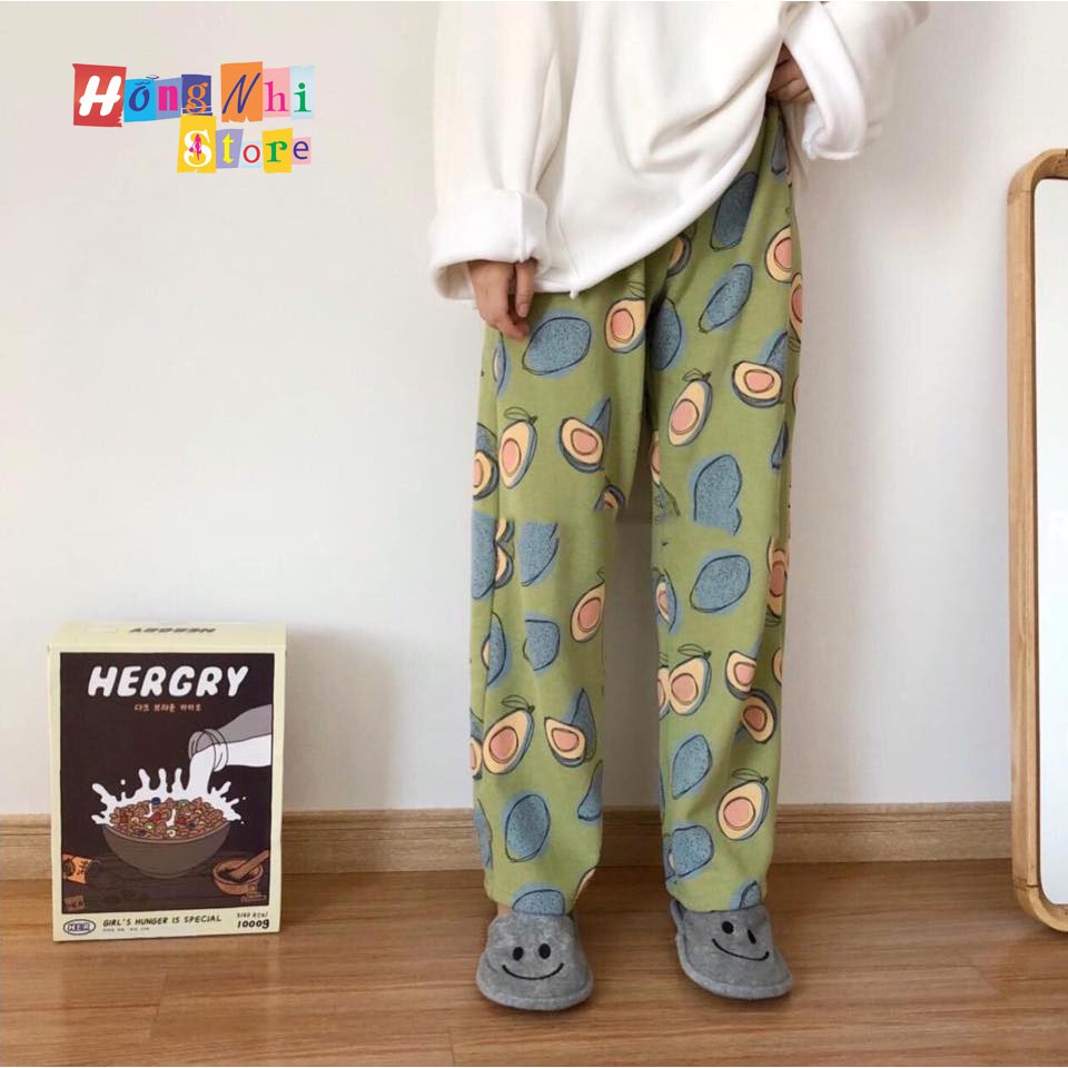 QUẦN CARTOON PANT UNISEX MÀU XANH, QUẦN HOẠT HÌNH TRÁI BƠ- MM